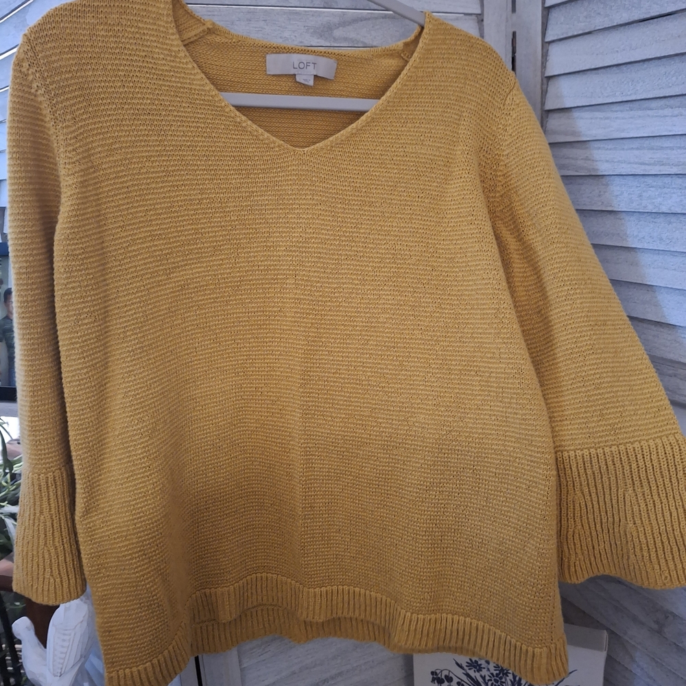 LOFT Golden V-Neck Sweater
